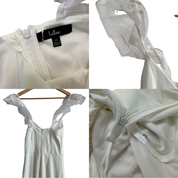 Lulu's Luxe Position White Ruffled Wide-Leg Jumpsuit Size XS NWT - Picture 9 of 17